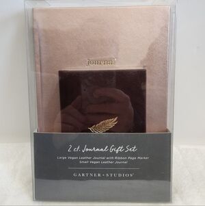 Gartner Studios Brown Rose Gold Vegan Leather Journal 2 Piece Gift Set NWT